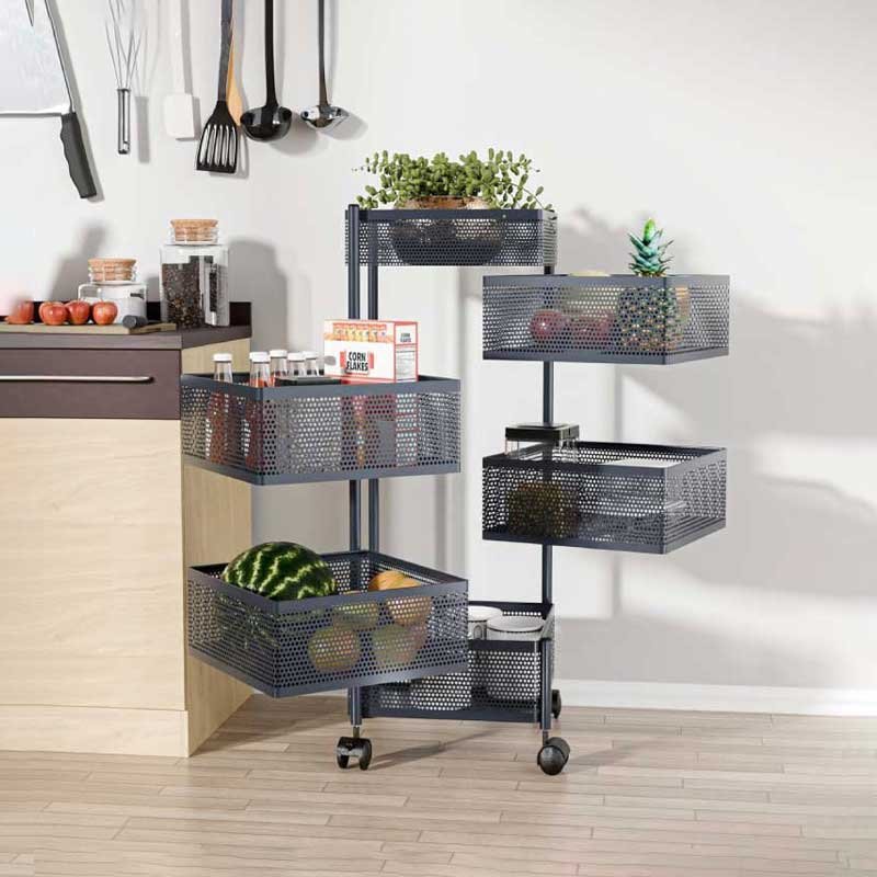6 Layer Kitchen Storage Rack – Square Shape (360° Rotating)