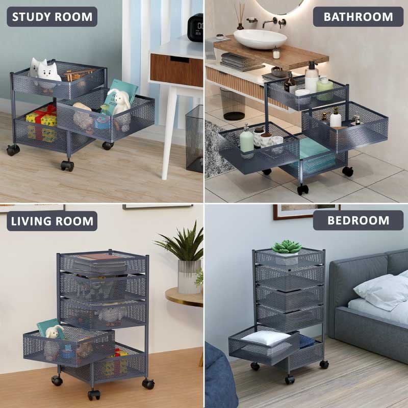 6 Layer Kitchen Storage Rack – Square Shape (360° Rotating) - Image 5