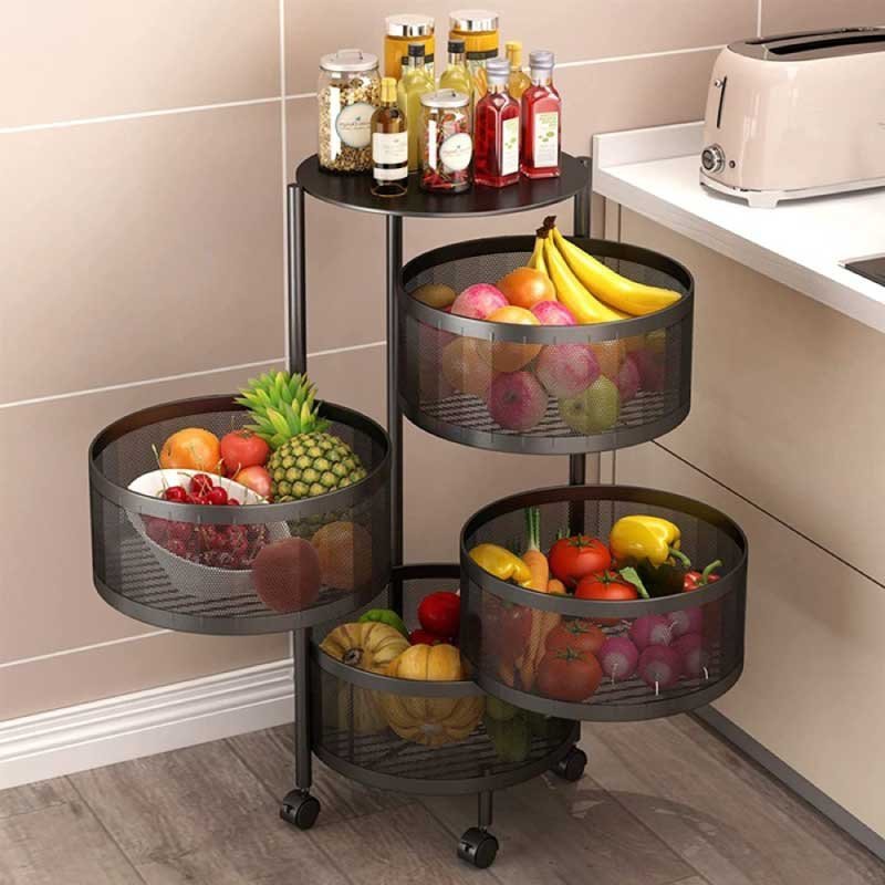 4 Layer Round Shape Kitchen Rack (360° Rotating)